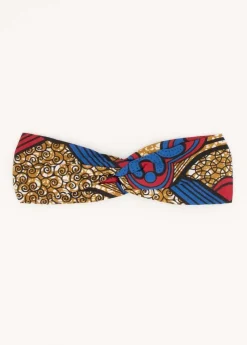 Best Sale Coton Du Monde Bandeau africain noeud headband bleu beige Bleu/Beige
