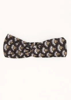 Flash Sale Coton Du Monde Bandeau africain noeud headband motif noir doré 49 Noir