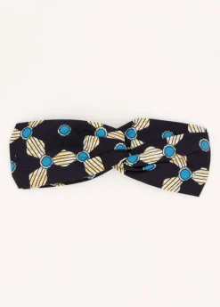 Shop Coton Du Monde Bandeau africain noeud headband imprimé bleu 15 Bleu