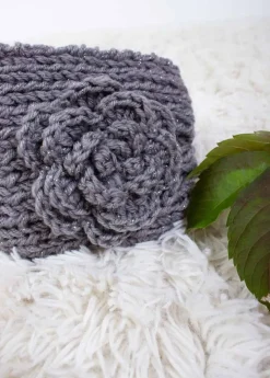 Store Coton Du Monde Bandeau Fleur Paillette Gris