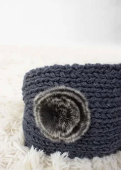 New Coton Du Monde Bandeau Pompon Gris