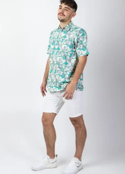 Outlet Coton Du Monde Chemise homme manches courtes LORENZO imprimé Jungle Vert