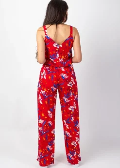 Cheap Coton Du Monde Combi Pantalon femme fleuri CORALY rouge Pétale