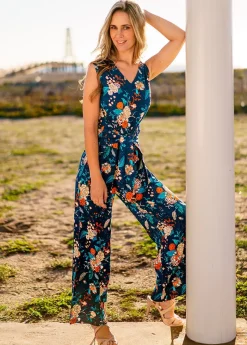 Cheap Coton Du Monde Combi Pantalon femme habillé HENRY bleu tendance