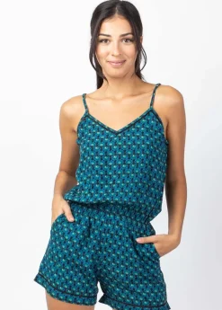 Store Coton Du Monde Combi Short fluide taille élastiquée ROMY bleu Albizia Bleu