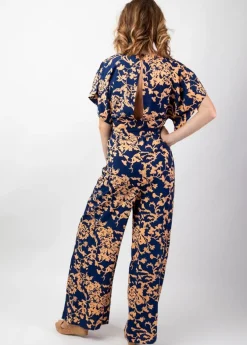 Sale Coton Du Monde Combi-pantalon femme chic HOLLY jambes larges Palua Bleu