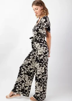 Cheap Coton Du Monde Combi-pantalon femme habillé HOLLY motif ethnique noir Palua Noir