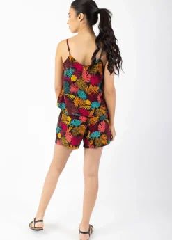 Cheap Coton Du Monde Combi-short fines bretelles VANINA imprimé tropical orange Palme Orange