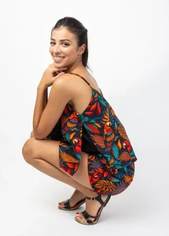 Discount Coton Du Monde Combi-short fines bretelles VANINA imprimé exotique Ara