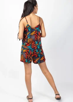 Discount Coton Du Monde Combi-short fines bretelles VANINA imprimé exotique Ara