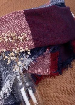 Sale Coton Du Monde Echarpe à carreaux Carreaux Rouge/Bleu