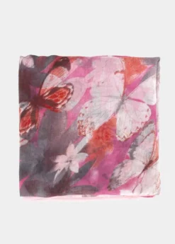 Sale Coton Du Monde Foulard Papillons Papillons Fushia