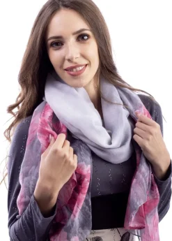 Shop Coton Du Monde Foulard Plume Plumes Gris