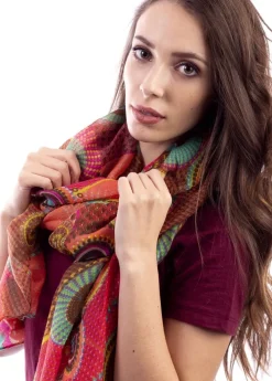 Sale Coton Du Monde Foulard Rosace Hippie Fushia