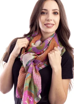 Best Coton Du Monde Foulard Rosace Hippie Vert Violet
