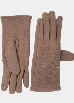 Store Coton Du Monde Gants Unis Strass Beige