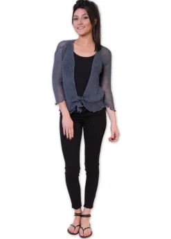 Clearance Coton Du Monde Gilet en maille YASMINA gris Anthracite