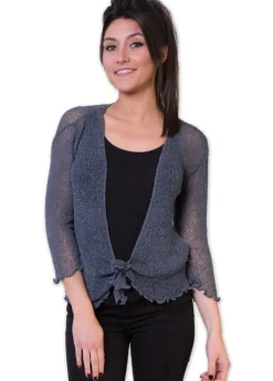Clearance Coton Du Monde Gilet en maille YASMINA gris Anthracite