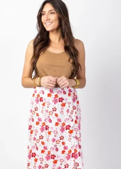 Best Sale Coton Du Monde Jupe longue fluide LIBERTY motif fleuri blanche Cherry Blanc