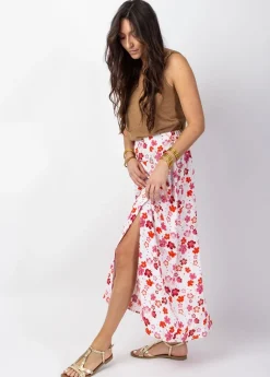 Best Sale Coton Du Monde Jupe longue fluide LIBERTY motif fleuri blanche Cherry Blanc