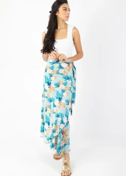 Cheap Coton Du Monde Jupe longue portefeuille fluide LEVY Exotique Menthe