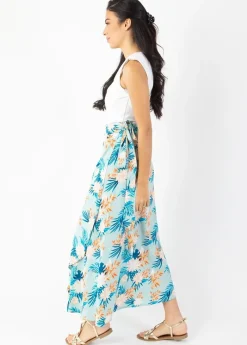 Cheap Coton Du Monde Jupe longue portefeuille fluide LEVY Exotique Menthe