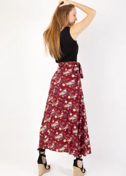 Discount Coton Du Monde Jupe longue portefeuille femme LEVY prune Narcisse