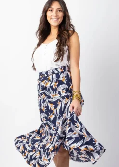 Cheap Coton Du Monde Jupe longue portefeuille LEVY bleu marine 14 Marine