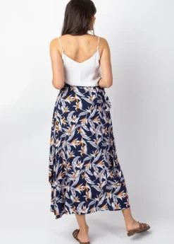 Cheap Coton Du Monde Jupe longue portefeuille LEVY bleu marine 14 Marine