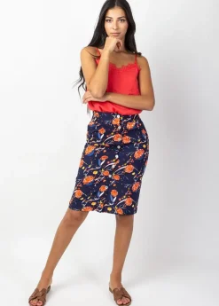 Hot Coton Du Monde Jupe midi fluide TRACY imprimé fleuri Hanami