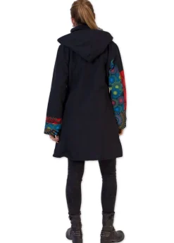 Sale Coton Du Monde Manteau à capuche ATRATO noir ethnique