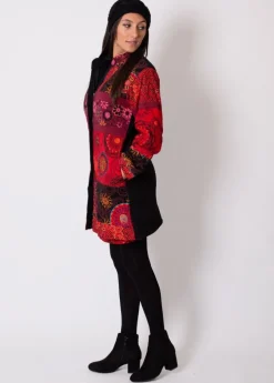 Cheap Coton Du Monde Manteau doublé polaire KWANGO ethnique Rouge