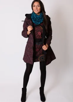 Cheap Coton Du Monde Manteau doublé polaire OLENIO fleuri Bordeaux