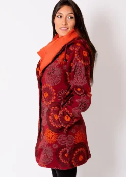 Fashion Coton Du Monde Manteau veste polaire LASTO ethnique Bordeaux