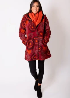 Fashion Coton Du Monde Manteau veste polaire LASTO ethnique Bordeaux