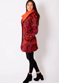 Fashion Coton Du Monde Manteau veste polaire LASTO ethnique Bordeaux