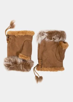Hot Coton Du Monde Mitaines Fourrure Taupe