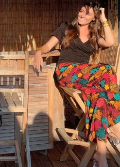 Flash Sale Coton Du Monde Pantalon fluide taille élastiquée MILLY motif tropical Palme Orange