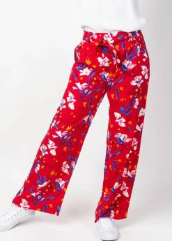 Cheap Coton Du Monde Pantalon large fluide ceinturé MELODY rouge Pétale