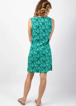 Cheap Coton Du Monde Robe MARLA sans manches imprimé tropical vert Gaia