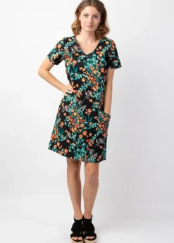 Store Coton Du Monde Robe coton femme manches courtes CLAUDIA imprimé floral coloré Jaipur