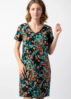 Store Coton Du Monde Robe coton femme manches courtes CLAUDIA imprimé floral coloré Jaipur