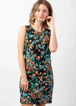 Clearance Coton Du Monde Robe coton femme été MARLA motif fleuri noir Jaipur