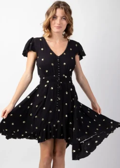 New Coton Du Monde Robe courte à sequins INDIA e Noir