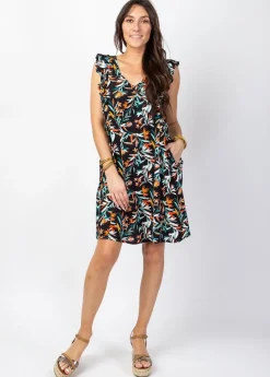 Best Coton Du Monde Robe courte ample ZOLA motif tropical Belize