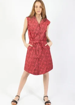 Best Sale Coton Du Monde Robe courte ASSIA rouge en coton col chemise 7 Rouge