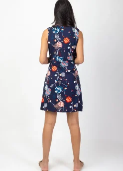 Fashion Coton Du Monde Robe courte cache cœur chic SHARLA imprimé floral bleu Pollen