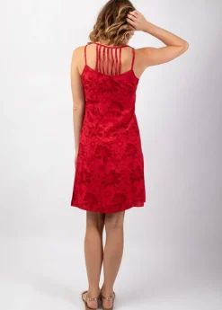 Store Coton Du Monde Robe courte casual chic SYLVIA imprimé floral rouge Rumba