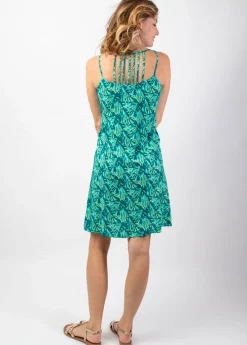 Best Coton Du Monde Robe courte casual chic SYLVIA imprimé tropical vert Gaia