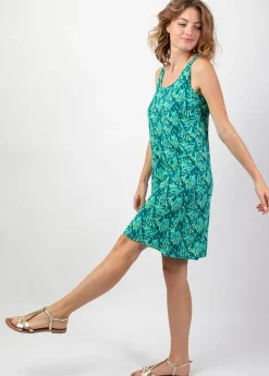 Best Coton Du Monde Robe courte casual chic SYLVIA imprimé tropical vert Gaia
